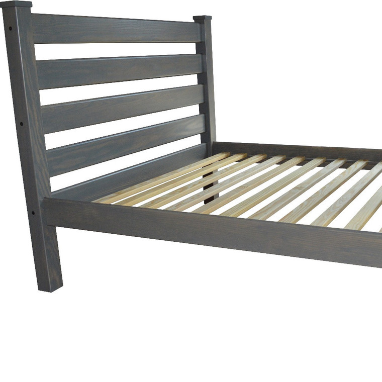 Gray Solid Wood Full Bed Frame Home Accent