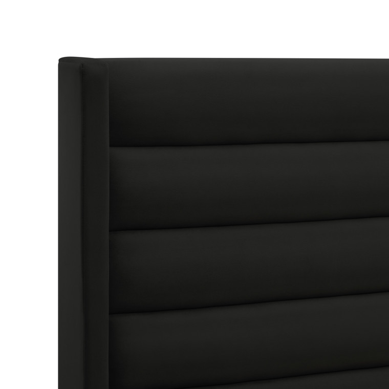 Black Velvet Upholstered Queen Bed Frame