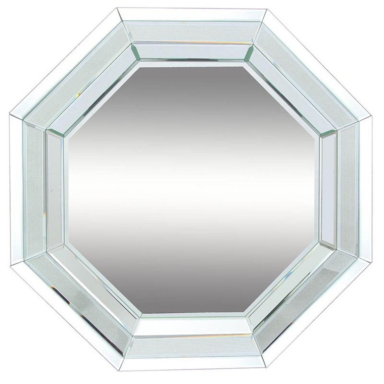 28" Silver Octagon Glass Framed Accent Mirror