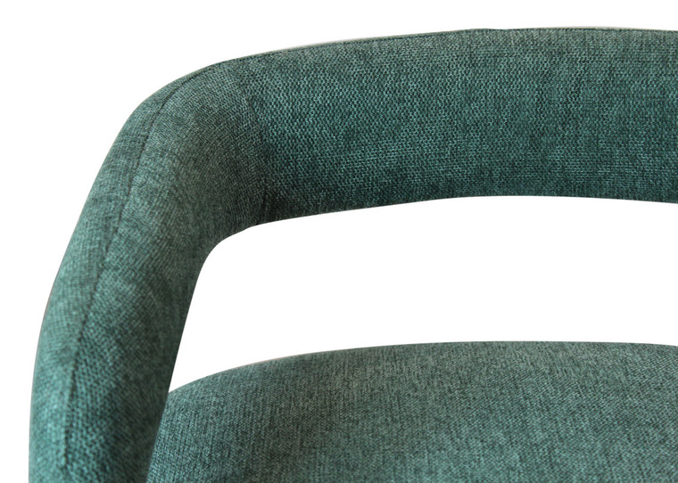 Set of Two Green Upholstered Linen Open Back Dining Side Chairs