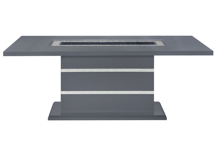 79" Dark Gray Faux Crystals Glass and Wood Pedestal Base Dining Table - 880016837223