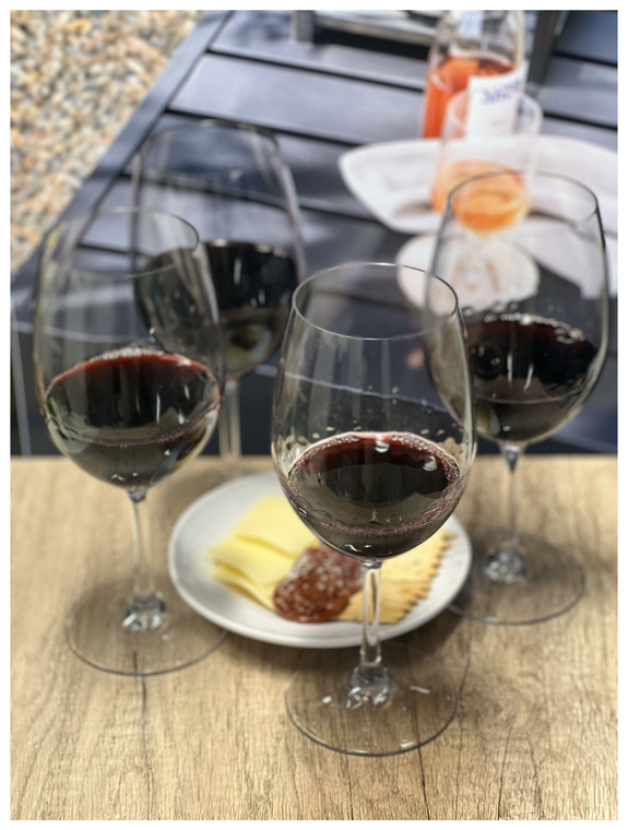 Set of Four Clear Tritan Plastic Stemmed All Purpose Wine Glass Decor