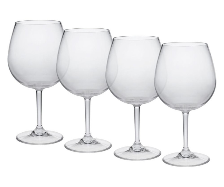Set of Four Clear Tritan Plastic Stemmed All Purpose Wine Glass Premium Quality