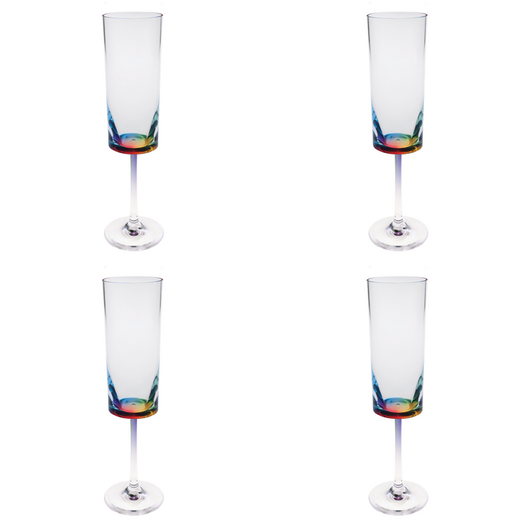 Set of Four Rainbow Geometric Acrylic Stemmed Flutes