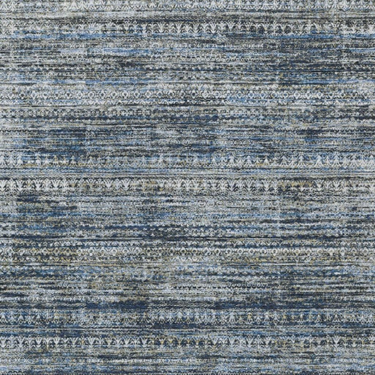 9' X 12' Denim Blue And Ivory Striped Washable Indoor Outdoor Area Rug - Denim Blue, Ivory