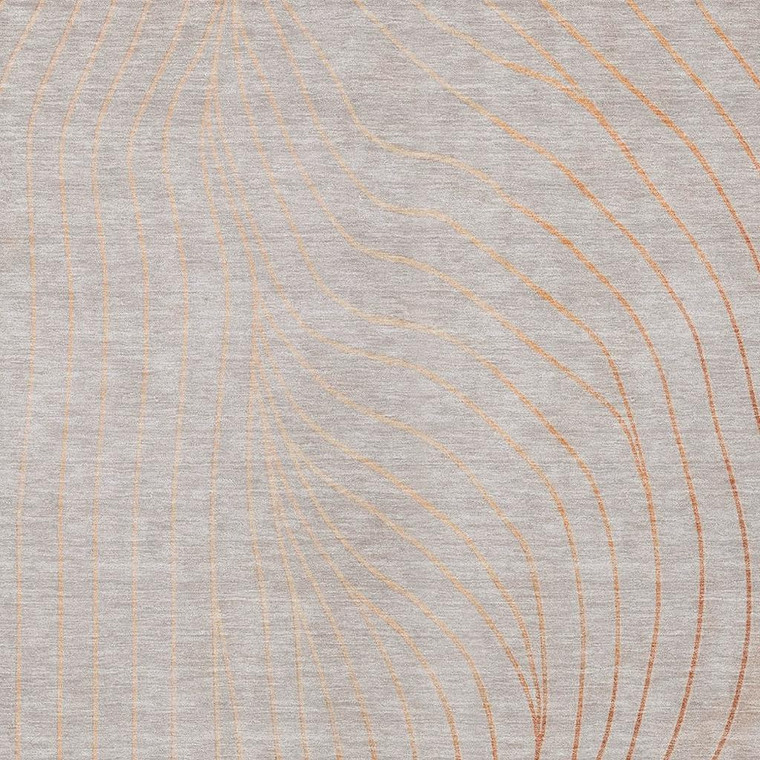8' X 10' Copper And Silver Abstract Washable Indoor Outdoor Area Rug
