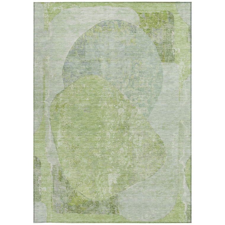 8' X 10' Artichoke Green And Mint Green Abstract Washable Indoor Outdoor Area Rug