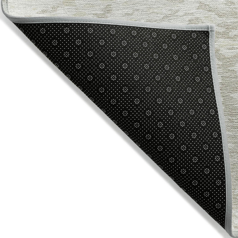 8' Ivory And Beige Round Abstract Washable Indoor Outdoor Area Rug Transitional Style - Ivory, Beige Color