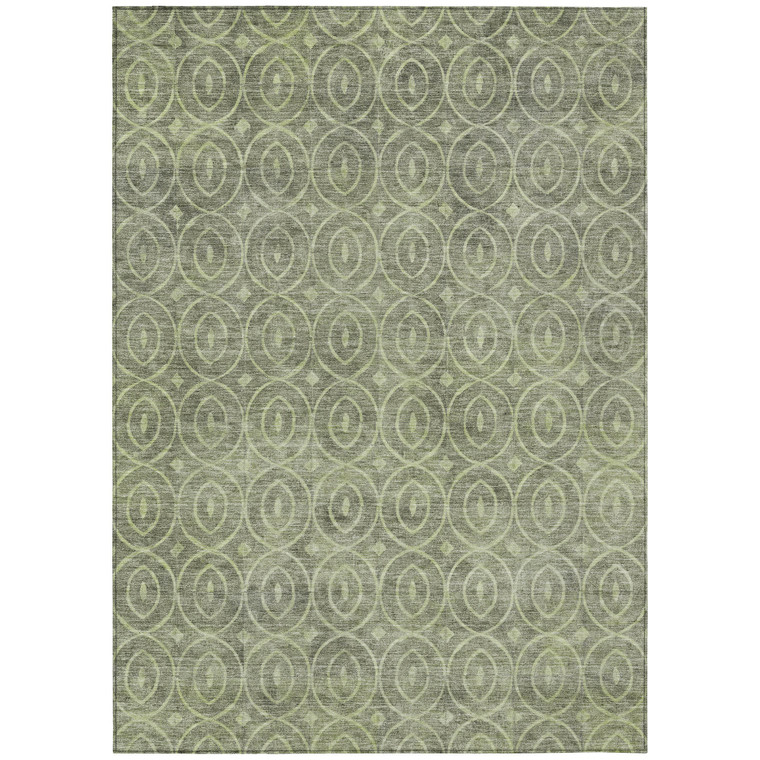 10' X 14' Artichoke Green Geometric Washable Indoor Outdoor Area Rug