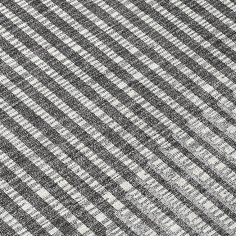 8' X 10' Charcoal And Ivory Geometric Washable Indoor Outdoor Area Rug