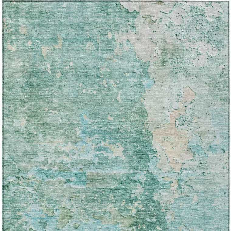 10' X 14' Emerald Abstract Washable Indoor Outdoor Area Rug