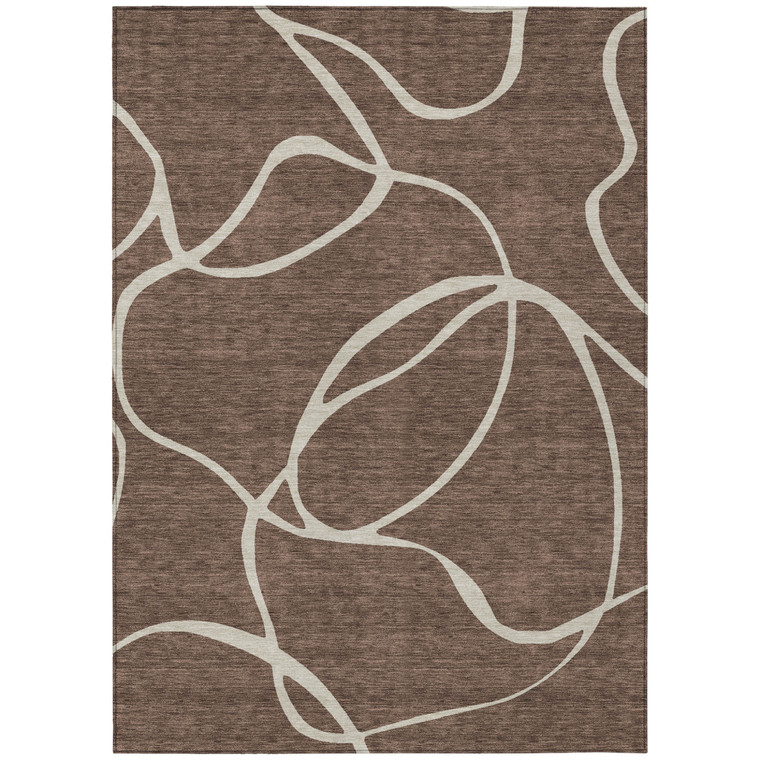 10' X 14' Brown And Beige Abstract Washable Indoor Outdoor Area Rug Transitional Style - Brown, Beige Color