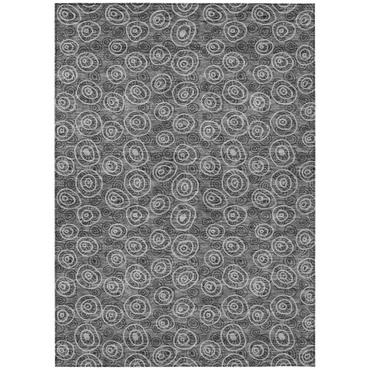 8' X 10' Gray Charcoal And Silver Geometric Washable Indoor Outdoor Area Rug - Gray, Charcoal, Silver
