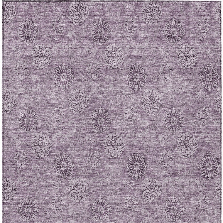 10' X 14' Plum And Purple Floral Washable Indoor Outdoor Area Rug