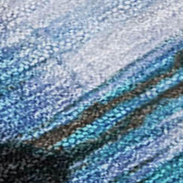 8' X 10' Blue And Charcoal Abstract Washable Indoor Outdoor Area Rug