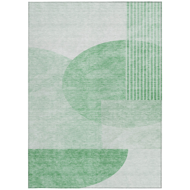 8' X 10' Green And Mint Green Geometric Washable Indoor Outdoor Area Rug - Green, Mint Green
