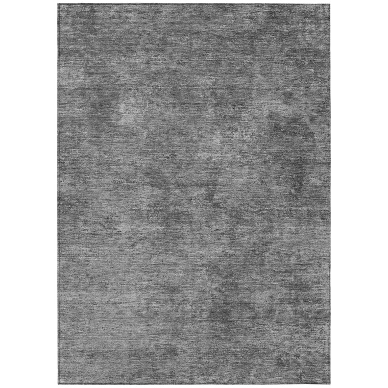 9' X 12' Gray And Smoky Black Abstract Washable Indoor Outdoor Area Rug - Gray, Smoky Black