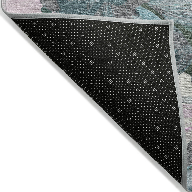 8' X 10' Teal Blue And Aqua Floral Washable Indoor Outdoor Area Rug Transitional Style - Teal Blue, Aqua Color