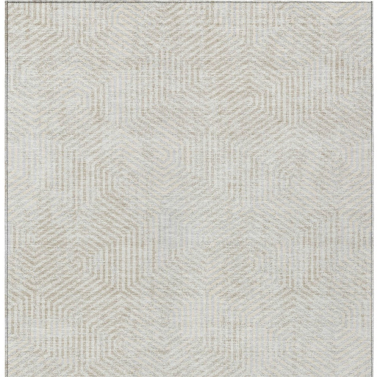 9' X 12' Ivory And Gray Geometric Washable Indoor Outdoor Area Rug - Ivory, Gray
