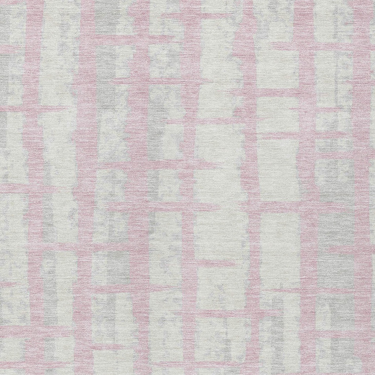 9' X 12' Pink Gray And Ivory Striped Washable Indoor Outdoor Area Rug
