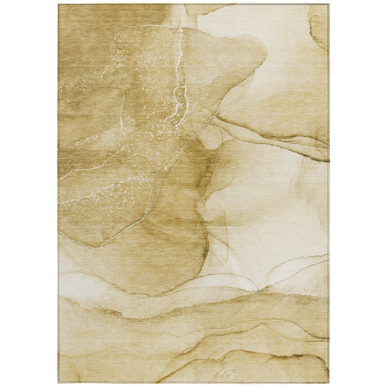 9' X 12' Beige Abstract Washable Non Skid Indoor Outdoor Area Rug Transitional Style - Beige Color