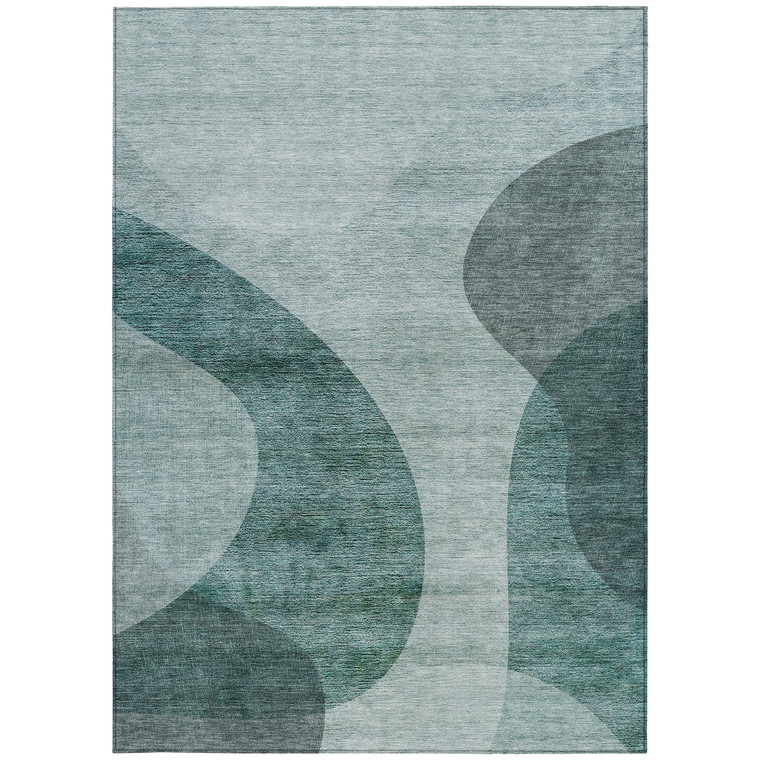 8' X 10' Green And Sage Abstract Washable Indoor Outdoor Area Rug