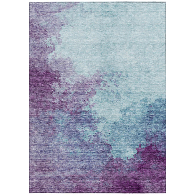 8' X 10' Sky Blue And Purple Abstract Washable Indoor Outdoor Area Rug - 880016507669