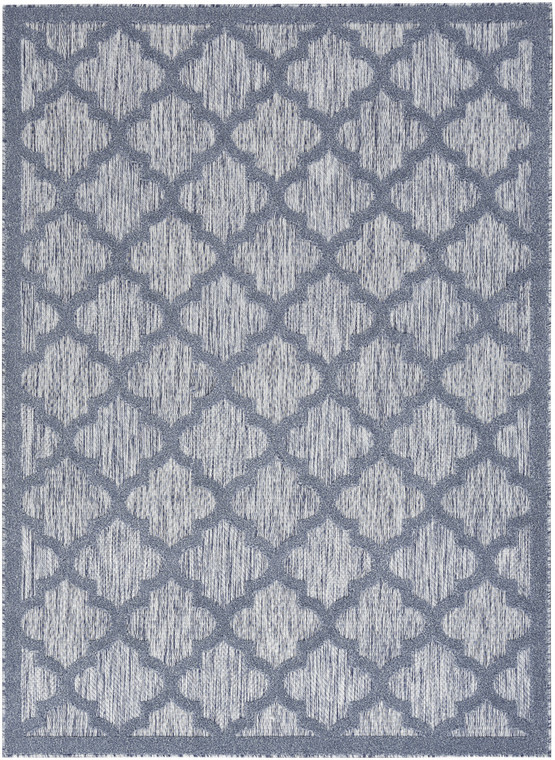 5' X 7' Denim Blue Ikat Indoor Outdoor Area Rug - 606114461432
