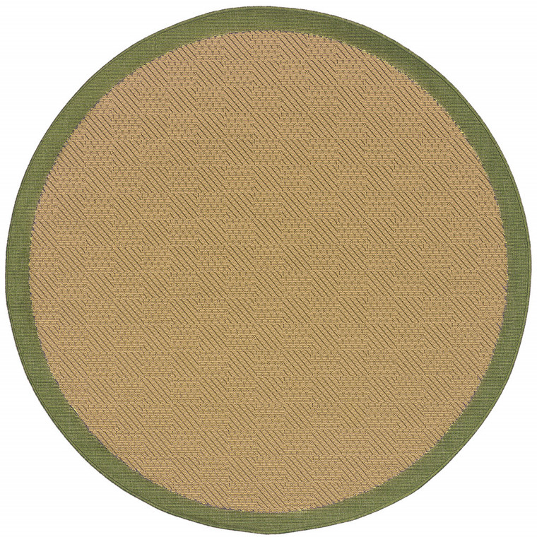 8' Round Beige Round Stain Resistant Indoor Outdoor Area Rug - 606114581567