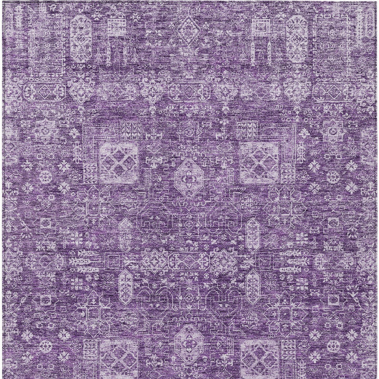 10' X 14' Purple Lilac And Lavender Oriental Washable Indoor Outdoor Area Rug