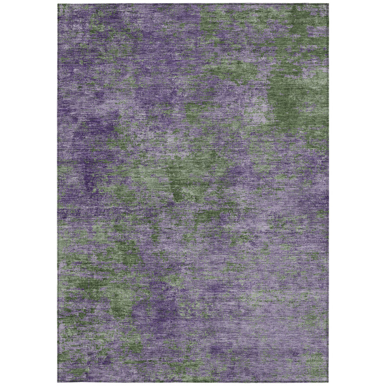 8' X 10' Purple And Green Abstract Washable Indoor Outdoor Area Rug Transitional Style - Purple, Green Color