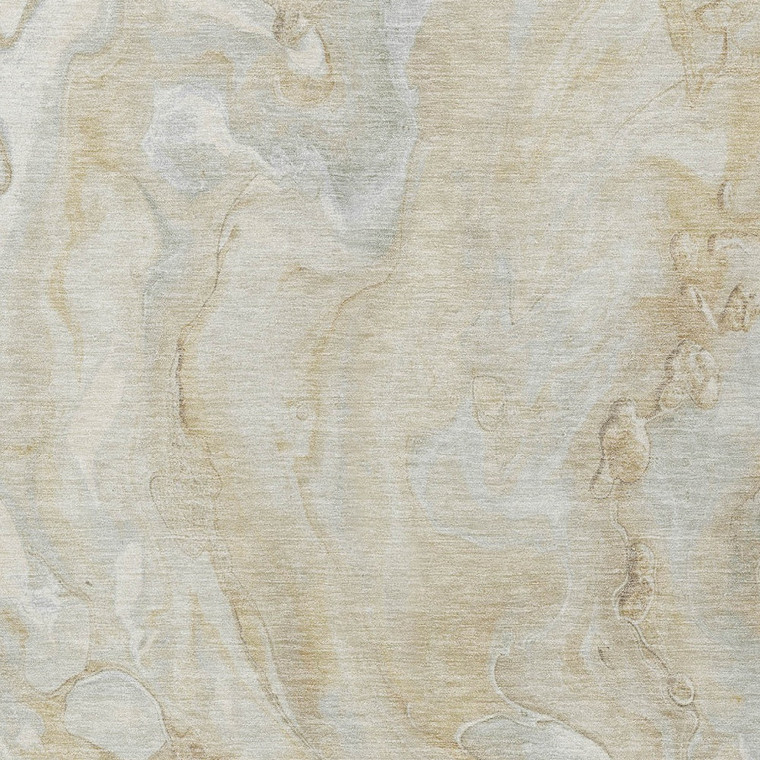 10' X 14' Beige And Silver Abstract Washable Indoor Outdoor Area Rug