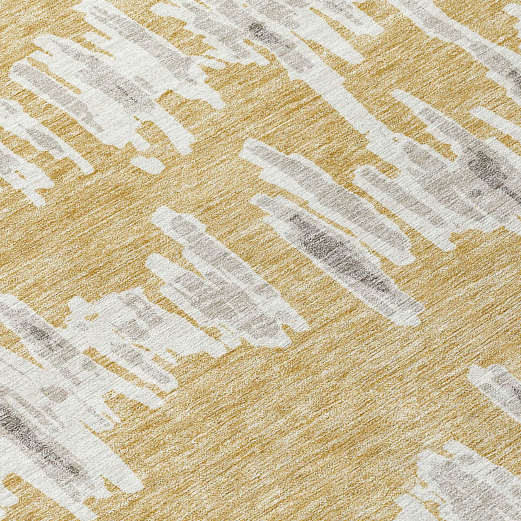 8' X 10' Gold Gray And Ivory Striped Washable Indoor Outdoor Area Rug - 608219088422