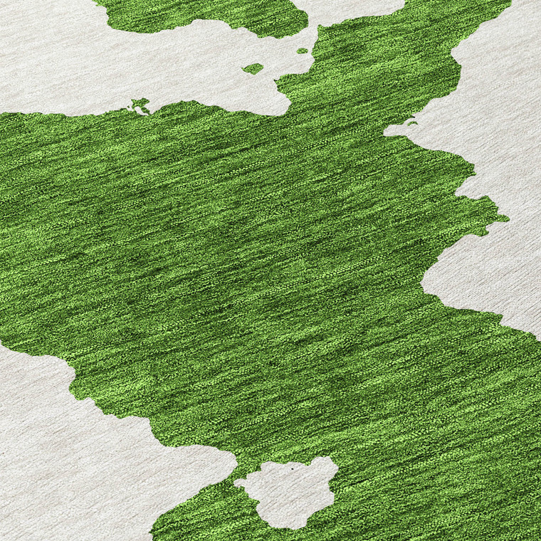 8' Green And Ivory Round Abstract Washable Indoor Outdoor Area Rug - 880016658163