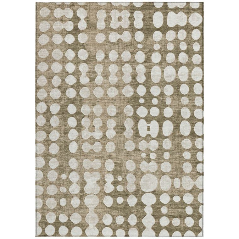 10' X 14' Taupe And Ivory Abstract Washable Indoor Outdoor Area Rug