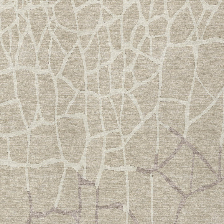 9' X 12' Beige And Tan Abstract Washable Indoor Outdoor Area Rug