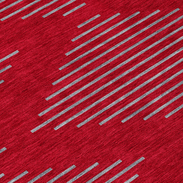 8' X 10' Red And Gray Geometric Washable Indoor Outdoor Area Rug