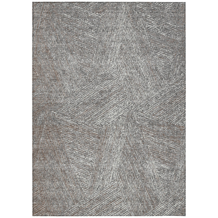 10' X 14' Gray Brown And Ivory Abstract Washable Indoor Outdoor Area Rug