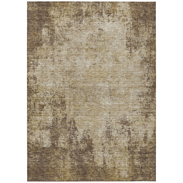 9' X 12' Brown And Beige Abstract Washable Indoor Outdoor Area Rug Transitional Style - Brown, Beige Color