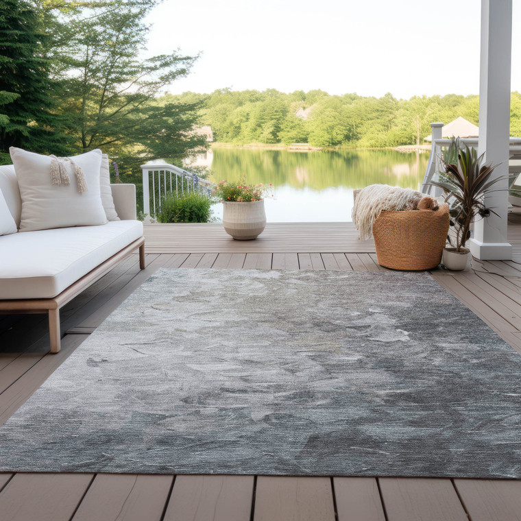 10' X 14' Taupe Brown And Silver Abstract Washable Indoor Outdoor Area Rug