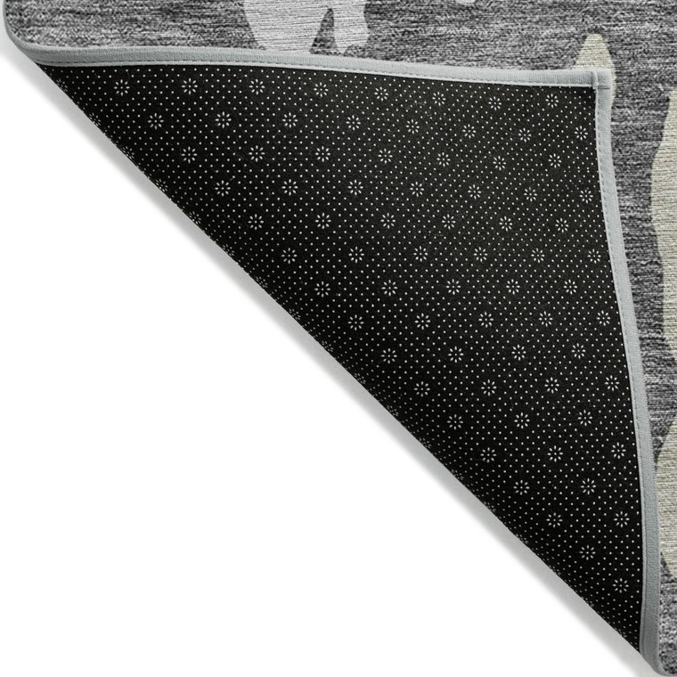 9' X 12' Gray And Silver Abstract Washable Indoor Outdoor Area Rug Transitional Style - Gray, Silver Color