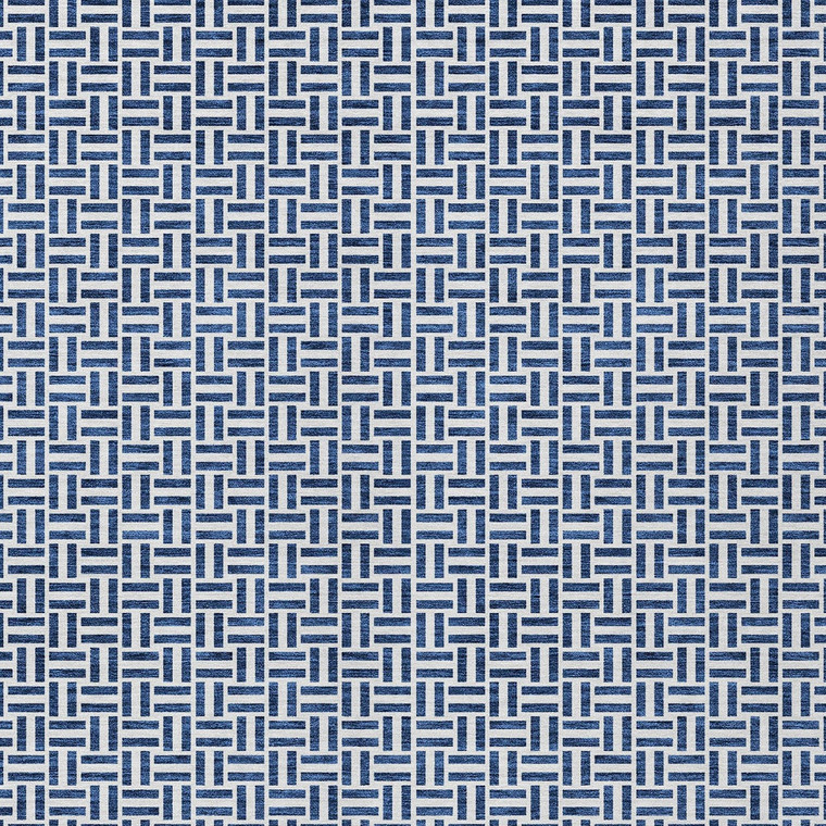 8' X 10' Navy Blue And Gray Geometric Washable Indoor Outdoor Area Rug