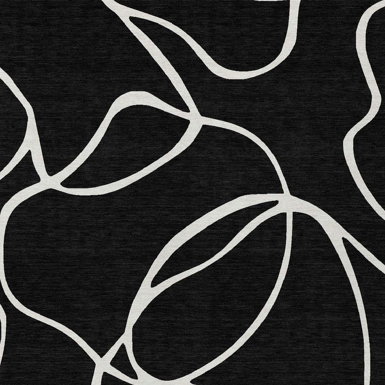 8' X 10' Black And Ivory Abstract Washable Indoor Outdoor Area Rug Transitional Style - Black, Ivory Color