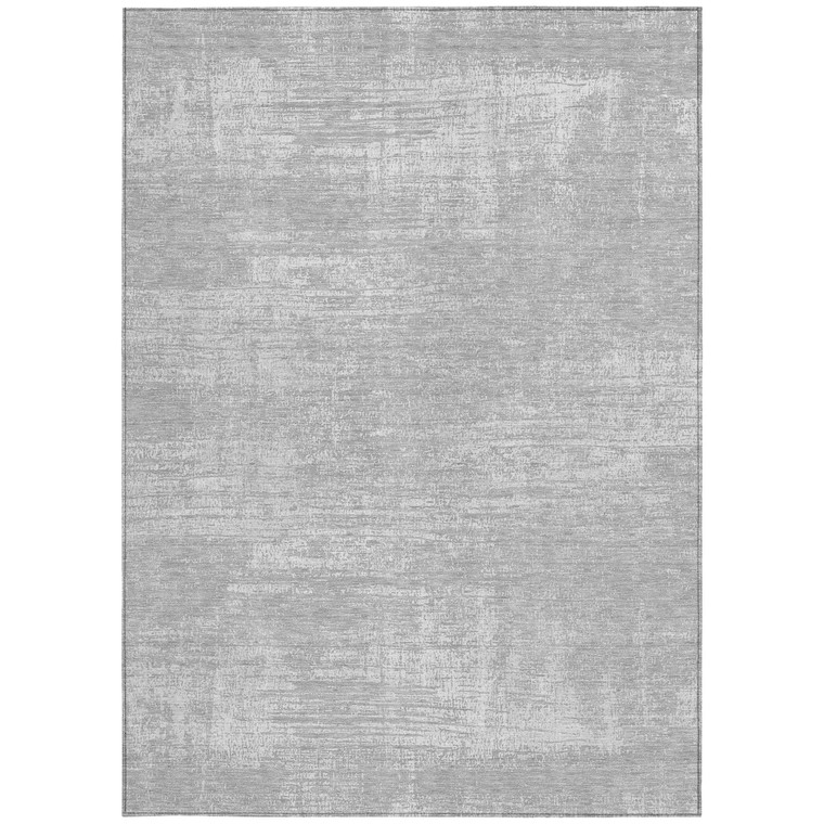10' X 14' Silver And Gray Abstract Washable Indoor Outdoor Area Rug - Silver, Gray