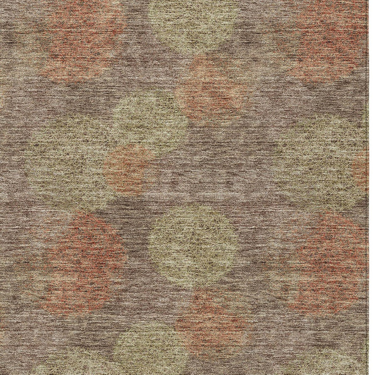 10' X 14' Brown Taupe And Sage Polka Dot Washable Indoor Outdoor Area Rug