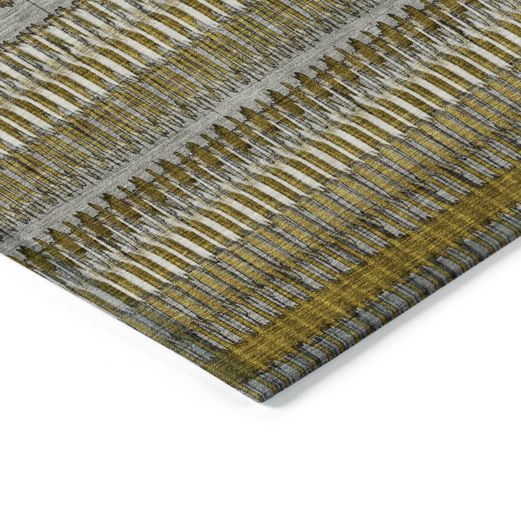 9' X 12' Coffee And Taupe Striped Washable Indoor Outdoor Area Rug
