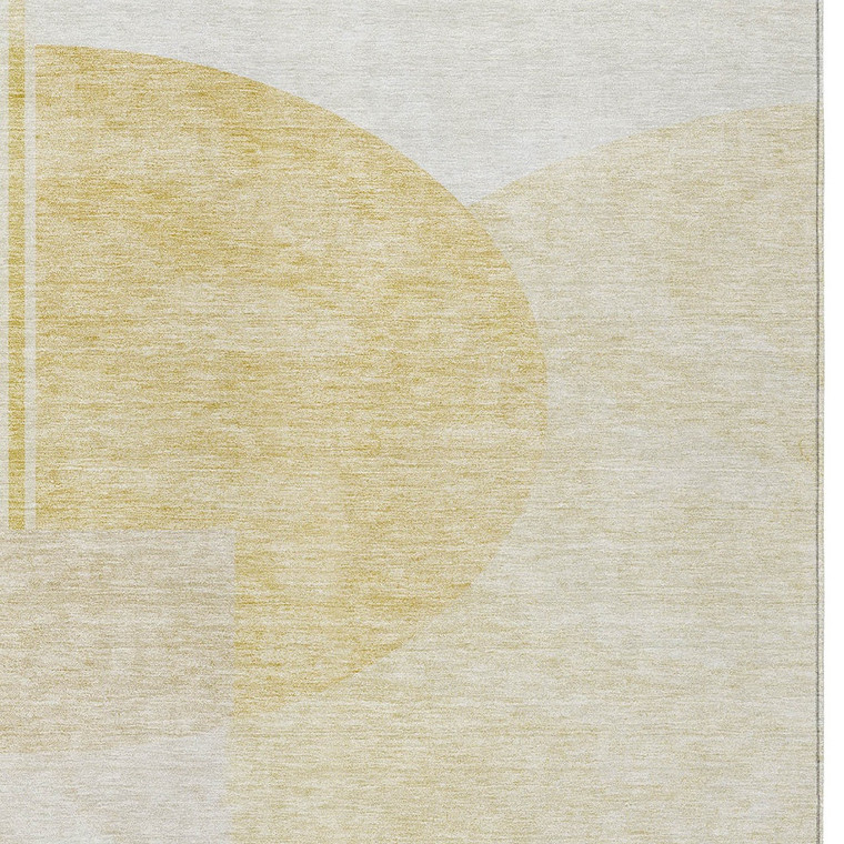 8' X 10' Gold Wheat And Ivory Geometric Washable Indoor Outdoor Area Rug