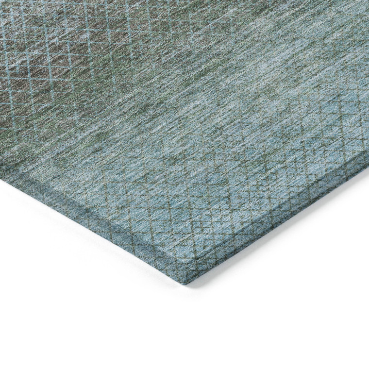 10' X 14' Teal Blue And Brown Geometric Washable Indoor Outdoor Area Rug - Teal Blue, Brown
