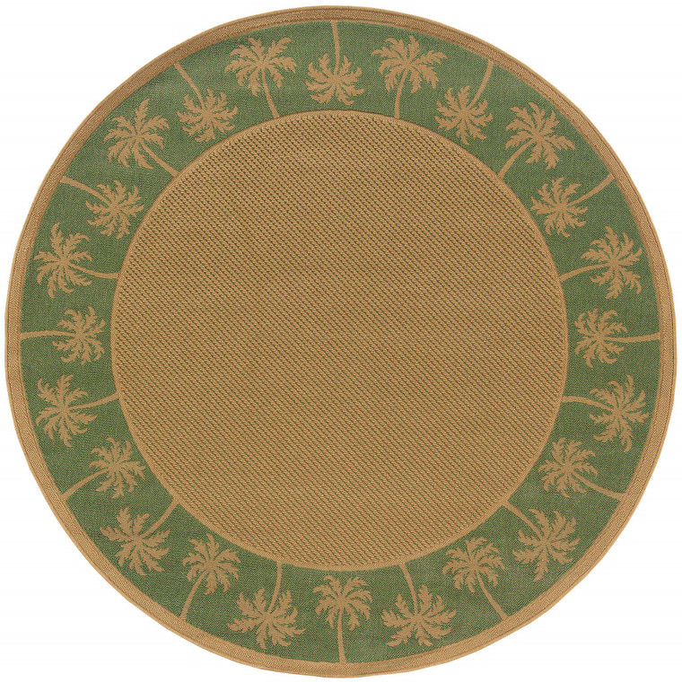 8' Round Beige Round Stain Resistant Indoor Outdoor Area Rug - 606114581833