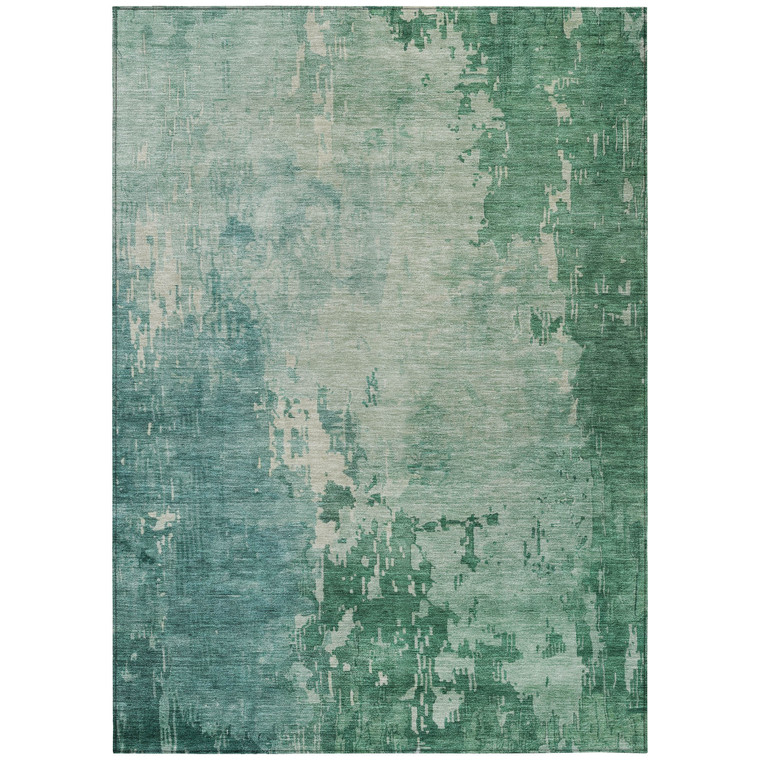 8' X 10' Emerald Abstract Washable Indoor Outdoor Area Rug - Emerald